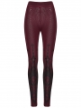 Red Gothic Church Skull Printed Leggings for Women