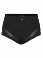 Black Gothic Punk Slim Knit Denim Shorts for Women