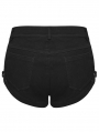 Black Gothic Punk Slim Knit Denim Shorts for Women