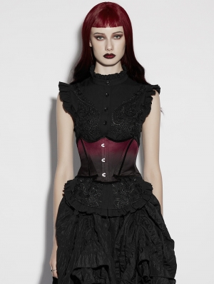 Black and Red Gothic Bat Shape Gradient Corset Belt