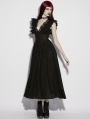 Black Gothic Romantic Sexy Deep V-Neck Flutter Sleeve Long Dress