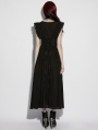 Black Gothic Romantic Sexy Deep V-Neck Flutter Sleeve Long Dress