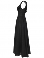 Black Gothic Romantic Sexy Deep V-Neck Flutter Sleeve Long Dress