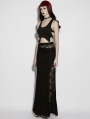 Black Gothic Asymmetrical Ruched Lace Fishtail Long Skirt