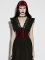 Red Gothic Embroidery Lace Spiked Corset Waistband