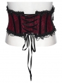 Red Gothic Embroidery Lace Spiked Corset Waistband
