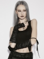Black Gothic Wasteland Ruched Rivet Strap Gloves
