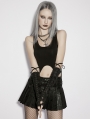Black Gothic Wasteland Ruched Rivet Strap Gloves