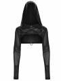 Black Gothic Punk Pullover Hooded Ultra Crop Top for Women