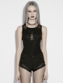 Black Gothic Moon Printed Vest Top for Women