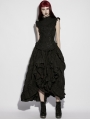 Black Gothic Embroidered Lace Stand Collar Shirt for Women