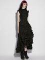 Black Gothic Embroidered Lace Stand Collar Shirt for Women