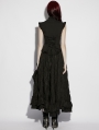 Black Gothic Embroidered Lace Stand Collar Shirt for Women