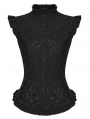 Black Gothic Embroidered Lace Stand Collar Shirt for Women