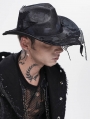 Black Punk Gothic Distressed Fishnet Cowboy Hat