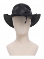 Black Punk Gothic Distressed Fishnet Cowboy Hat
