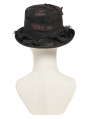 Black Retro Gothic Ruffle Tassel Tie Hat