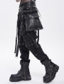 Black Gothic Punk Studded Strap Leather Belt with Bag