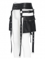 Black Gothic Punk Studded Strap Leather Belt with Bag