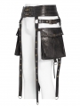 Brown Gothic Punk Studded Strap Leather Belt with Bag
