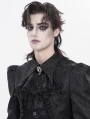 Black Victorian Gothic Lace Embroidery Beaded Jabot