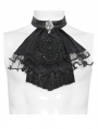 Black Victorian Gothic Lace Embroidery Beaded Jabot