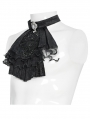 Black Victorian Gothic Lace Embroidery Beaded Jabot