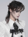 White and Black Victorian Gothic Lace Embroidery Beaded Jabot