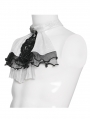 White and Black Victorian Gothic Lace Embroidery Beaded Jabot