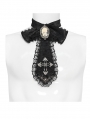 Black Retro Gothic Cross Embroidery Lace Bow Tie