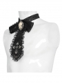 Black Retro Gothic Cross Embroidery Lace Bow Tie