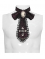 Black and Red Retro Gothic Cross Embroidery Lace Bow Tie