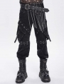 Black Gothic Punk Irregular Chain Tassel Belt for Men