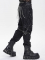 Black Gothic Punk Irregular Chain Tassel Belt for Men