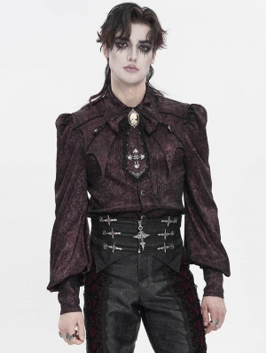 Black Gothic Retro Embroidery Irregular Girdle for Men