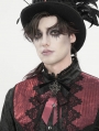 Black and Red Gothic Retro Embroidered Lace Applique Bow Tie