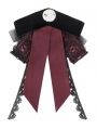 Black and Red Gothic Retro Embroidered Lace Applique Bow Tie