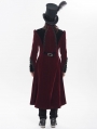 Red and Black Gothic Vintage Embroidered Velvet Tailcoat for Men