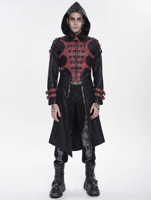 Black Gothic Punk Armor Buckled Zip-Up Jacket for Men
