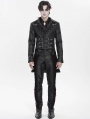 Black Gothic Retro Jacquard Pattern Tailcoat for Men