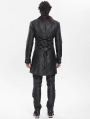 Black Gothic Retro Jacquard Pattern Tailcoat for Men