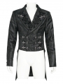 Black Gothic Retro Jacquard Pattern Tailcoat for Men