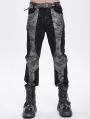 Black and Grey Patchwork Punk Gothic Pants for Men