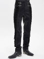 Black Retro Gothic Embroidery Velvet Panel Pants for Men