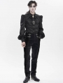 Black Retro Gothic Embroidery Velvet Panel Pants for Men