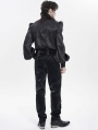 Black Retro Gothic Embroidery Velvet Panel Pants for Men
