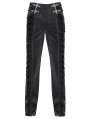 Black Retro Gothic Embroidery Velvet Panel Pants for Men