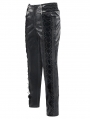 Black Retro Gothic Embroidery Velvet Panel Pants for Men