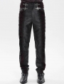 Black and Red Retro Gothic Embroidery Velvet Panel Pants for Men