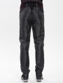 Black and Red Retro Gothic Embroidery Velvet Panel Pants for Men